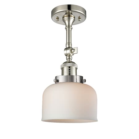 Innovations Lighting 1 Light Adjustable Large Bell 8In. Polished Nickel Semi-Flush Mount w/ Matte White  Glass, 507924 201F-PN-G71